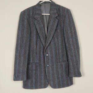 Harris Tweed Men's 100% Wool Blazer Size 40 Striped Business Casual Quiet Luxury